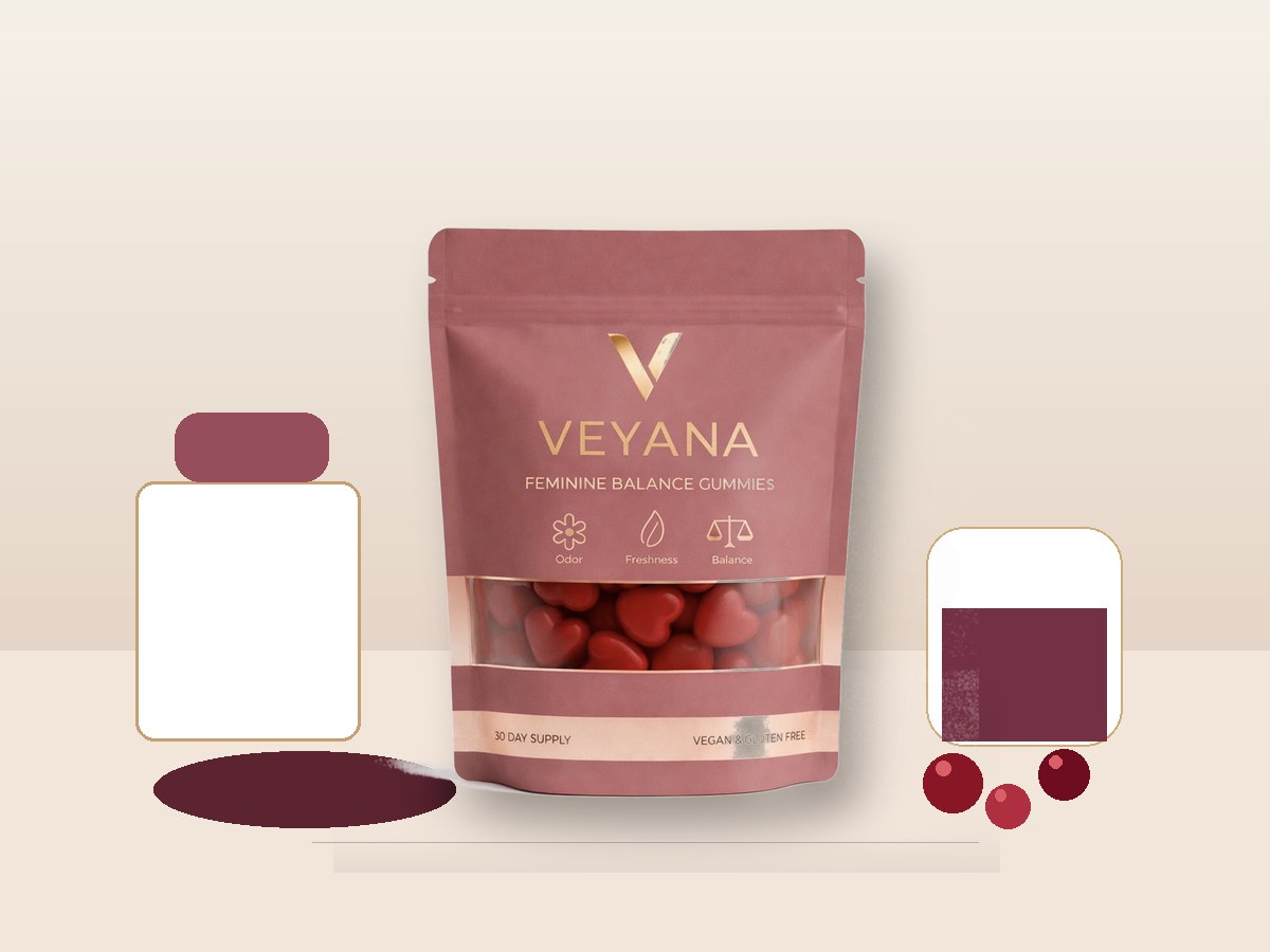 VEYANA pouch on a warm morning wellness counter